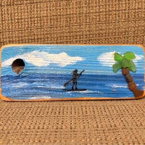 Driftwood art with sea glass